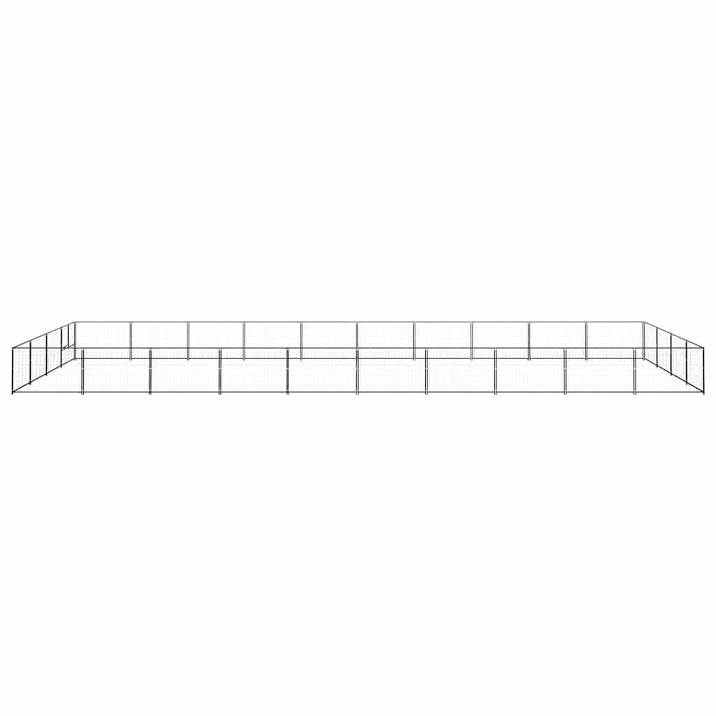 Dog Kennel Black 40 m² Steel