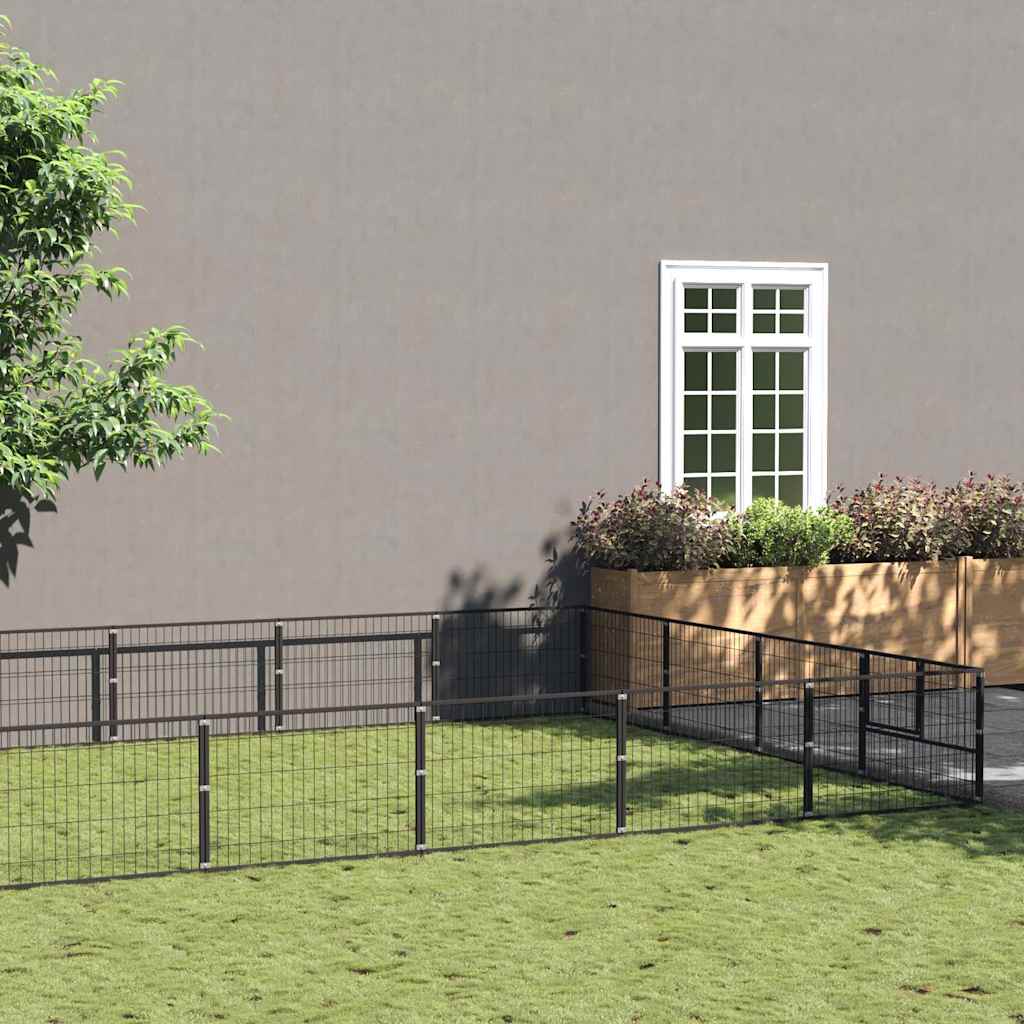 Dog Kennel Black 40 m² Steel