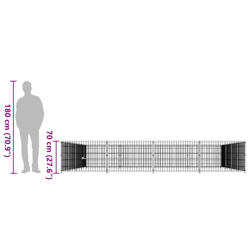 Dog Kennel Silver 16 m² Steel