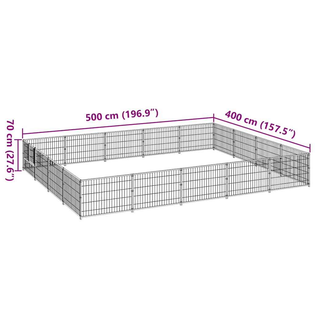 Dog Kennel Silver 20 m² Steel
