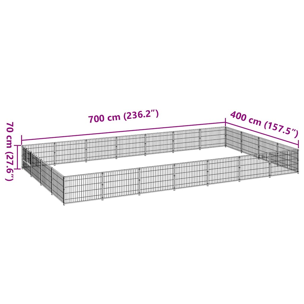 Dog Kennel Silver 28 m² Steel