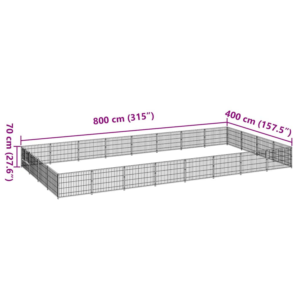 Dog Kennel Silver 32 m² Steel