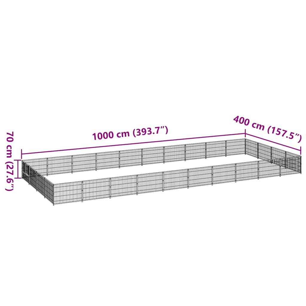 Dog Kennel Silver 40 m² Steel
