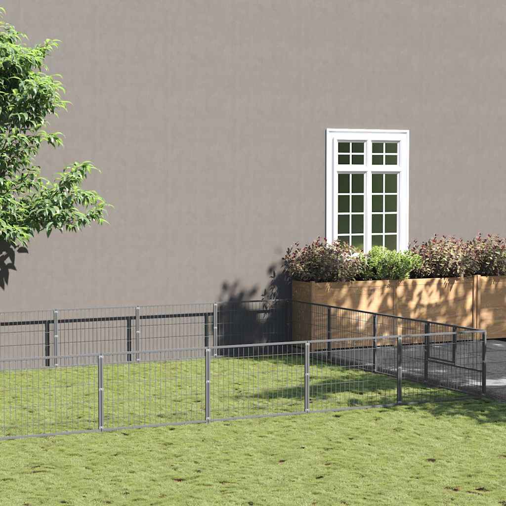Dog Kennel Silver 40 m² Steel