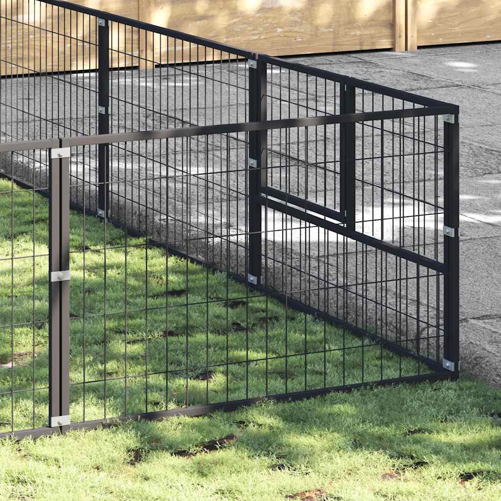 Dog Kennel Black 45 m² Steel