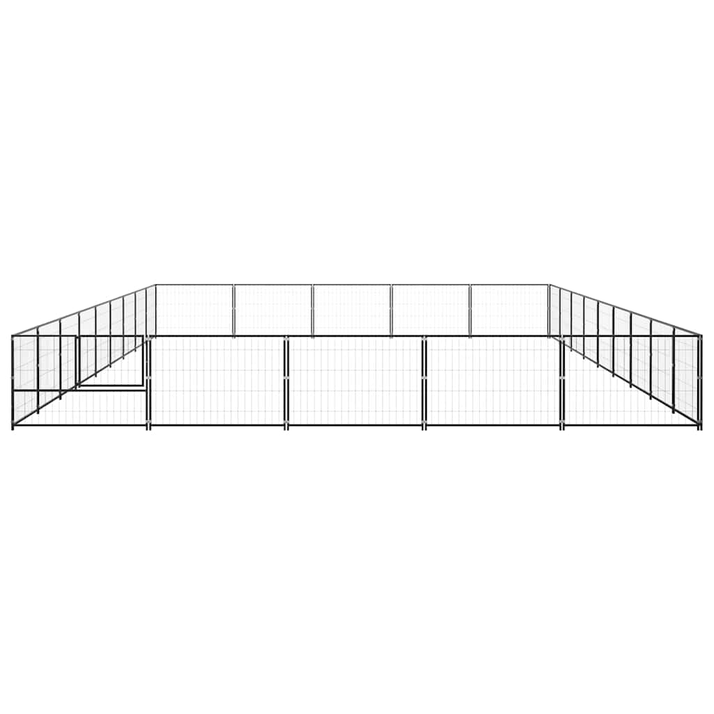 Dog Kennel Black 45 m² Steel