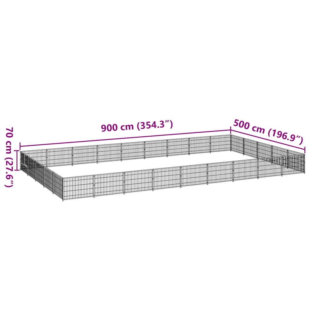 Dog Kennel Black 45 m² Steel
