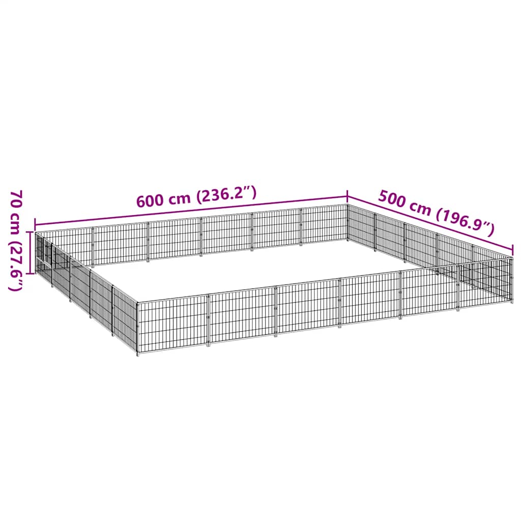 Dog Kennel Silver 30 m² Steel
