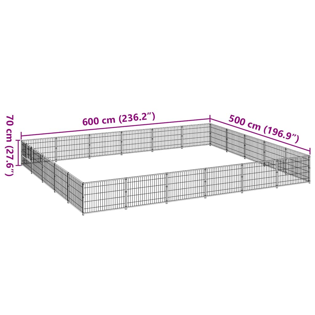 Dog Kennel Silver 30 m² Steel