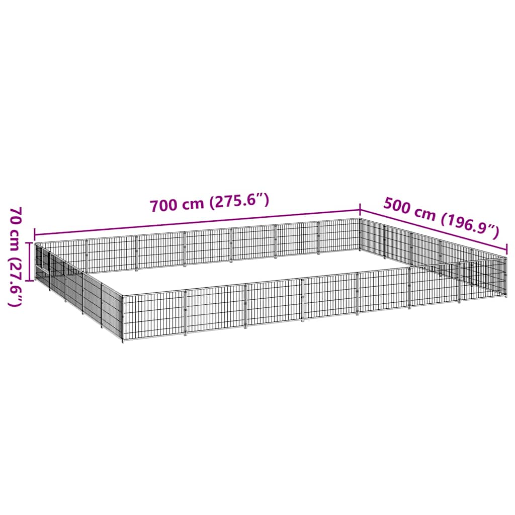 Dog Kennel Silver 35 m² Steel