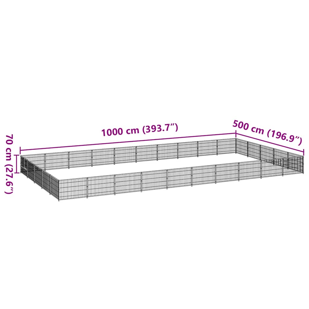 Dog Kennel Silver 50 m² Steel