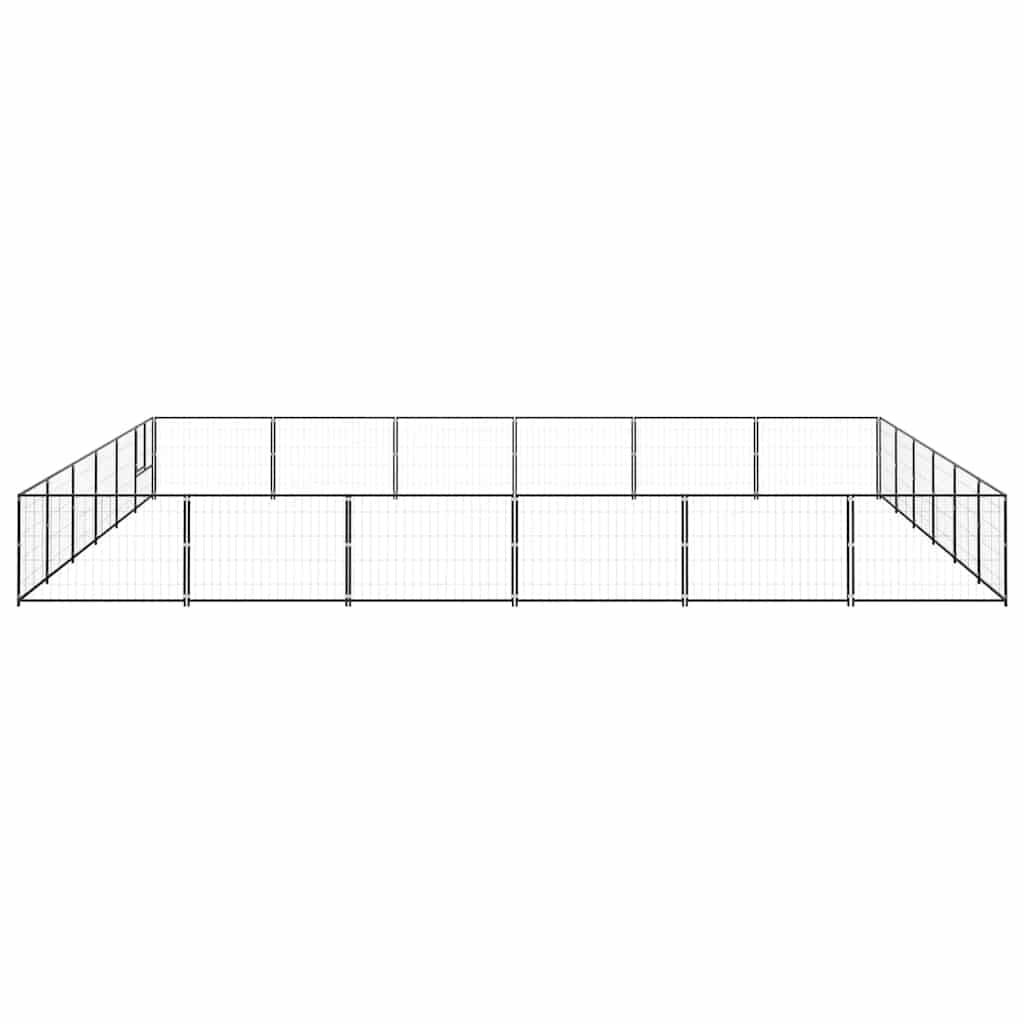 Dog Kennel Black 36 m² Steel