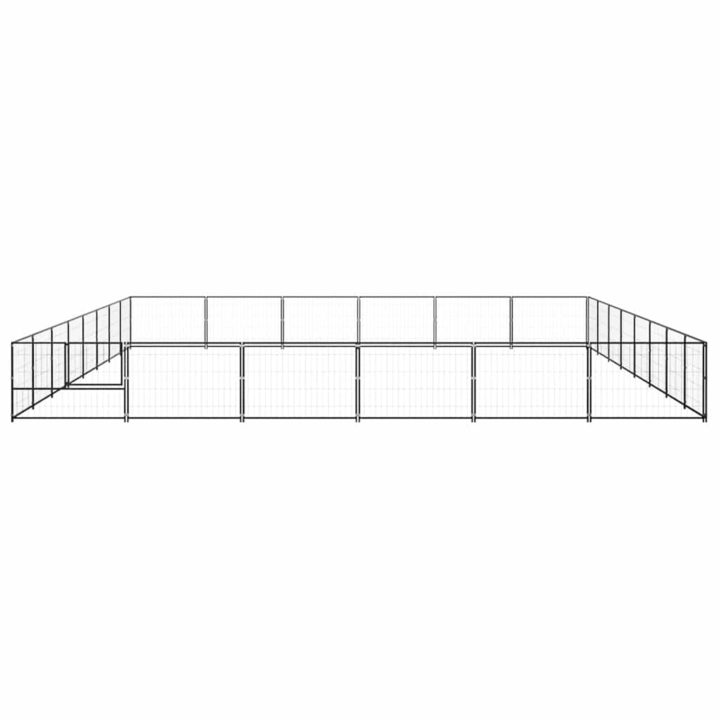 Dog Kennel Black 48 m² Steel