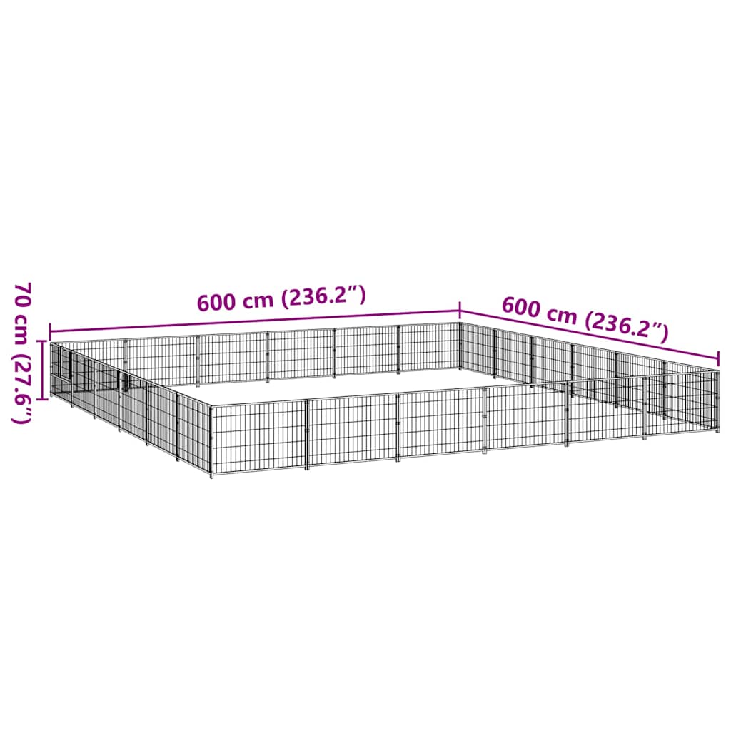 Dog Kennel Silver 36 m² Steel