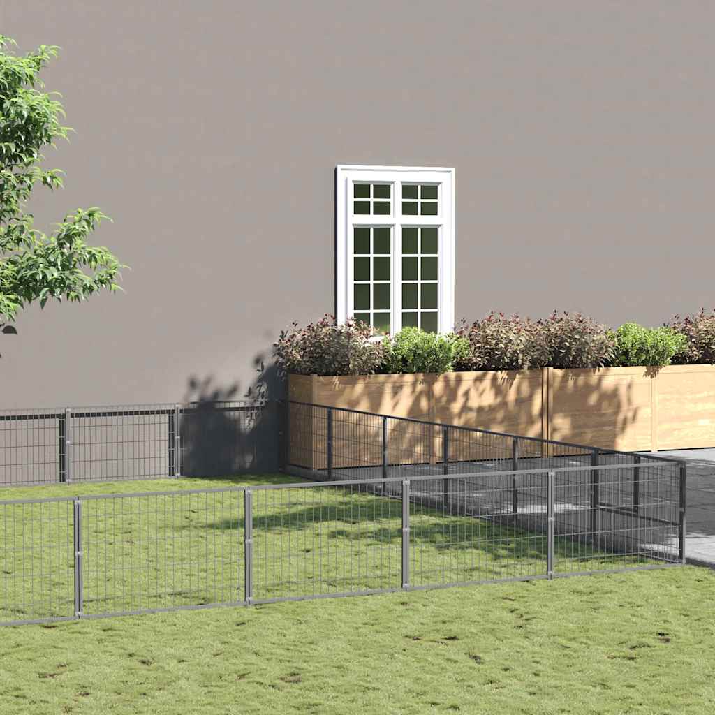 Dog Kennel Silver 36 m² Steel