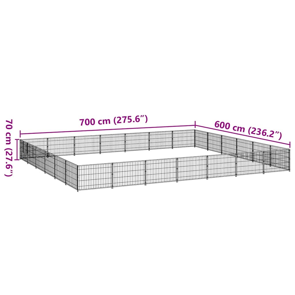 Dog Kennel Silver 42 m² Steel
