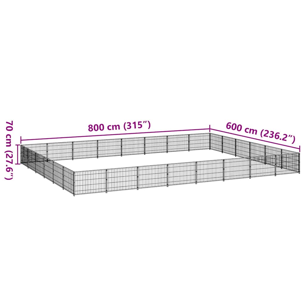 Dog Kennel Silver 48 m² Steel