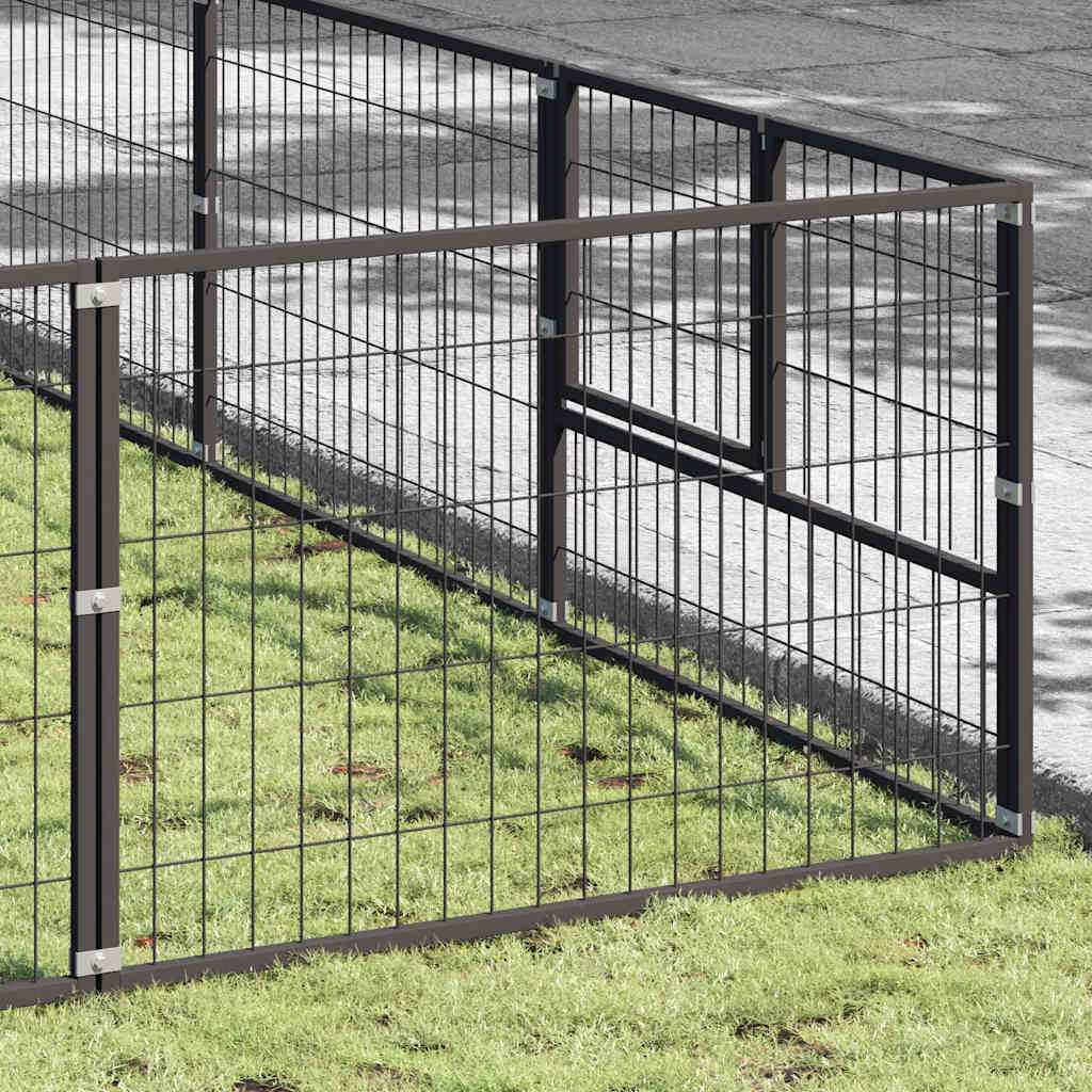 Dog Kennel Black 49 m² Steel