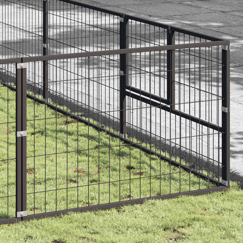Dog Kennel Black 49 m² Steel