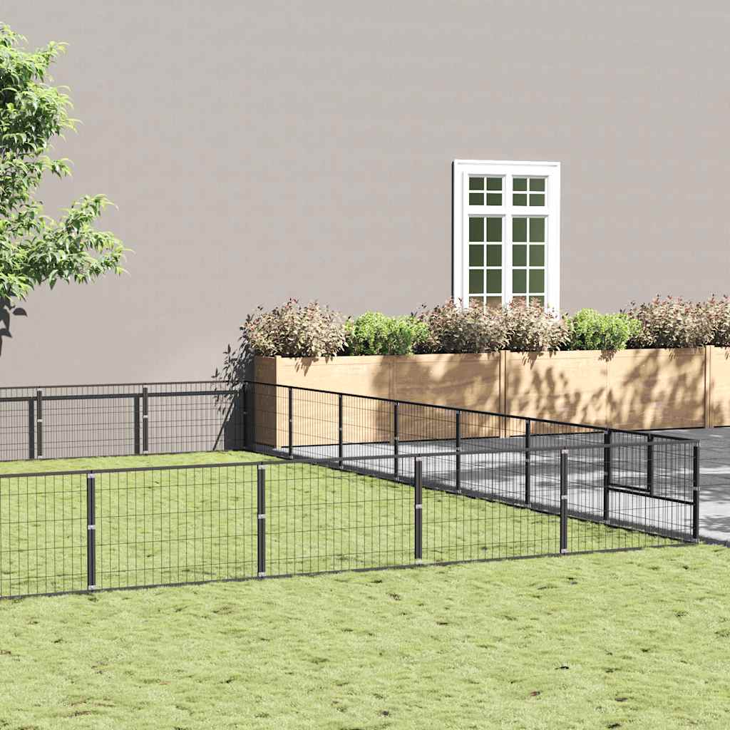 Dog Kennel Black 49 m² Steel