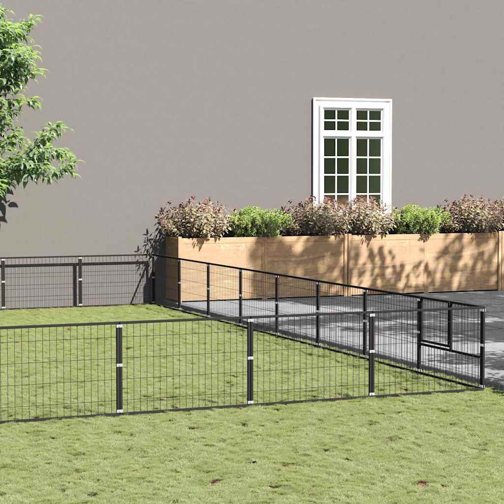 Dog Kennel Black 80 m² Steel