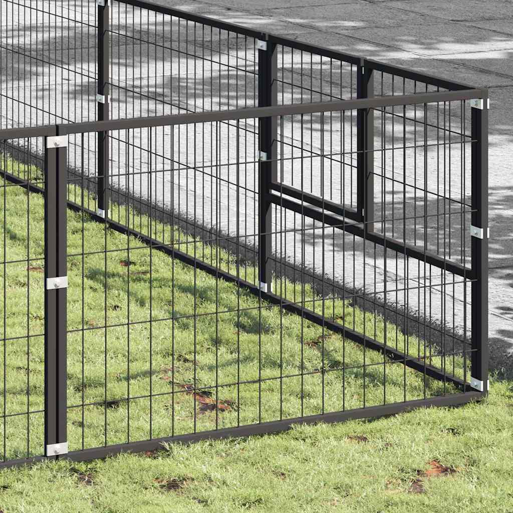 Dog Kennel Black 81 m² Steel