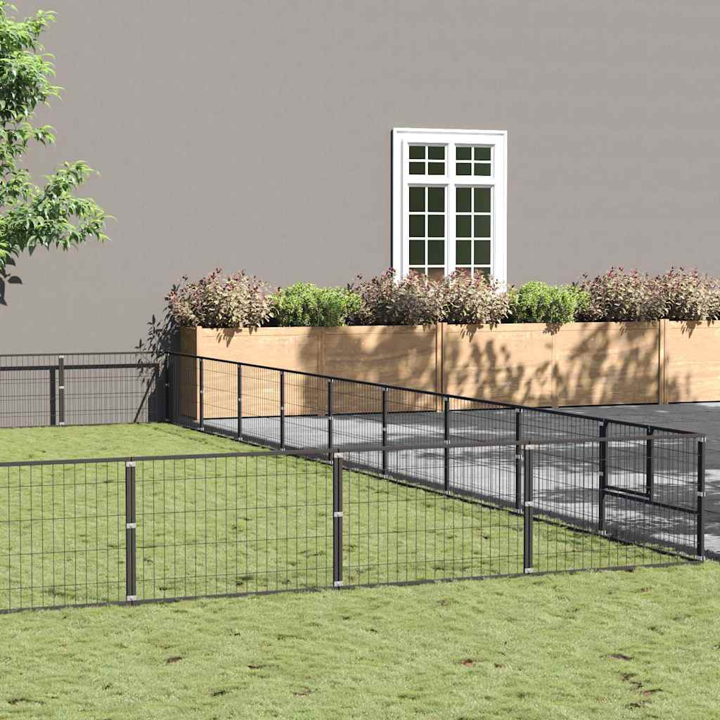 Dog Kennel Black 81 m² Steel