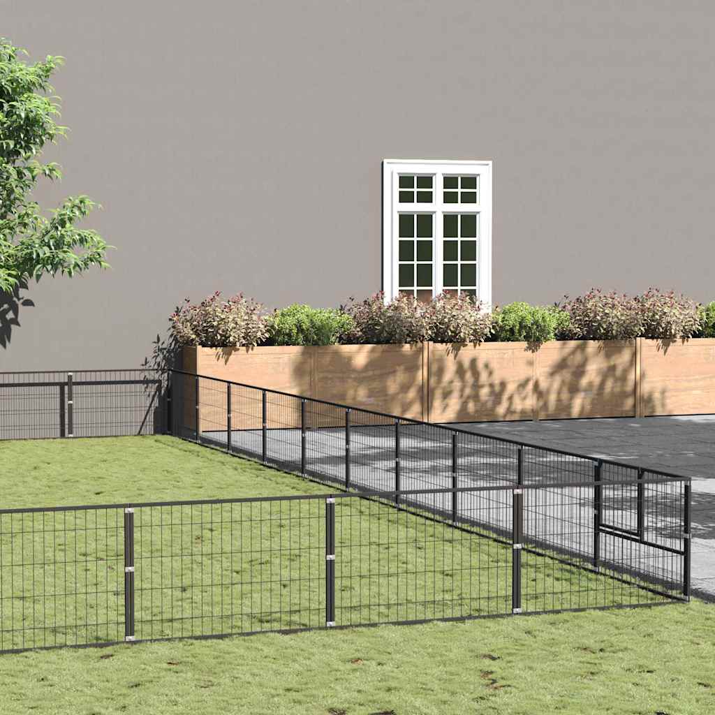 Dog Kennel Black 100 m² Steel