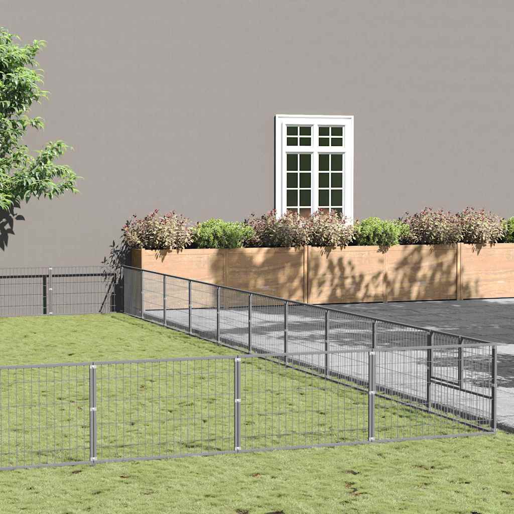 Dog Kennel Silver 100 m² Steel