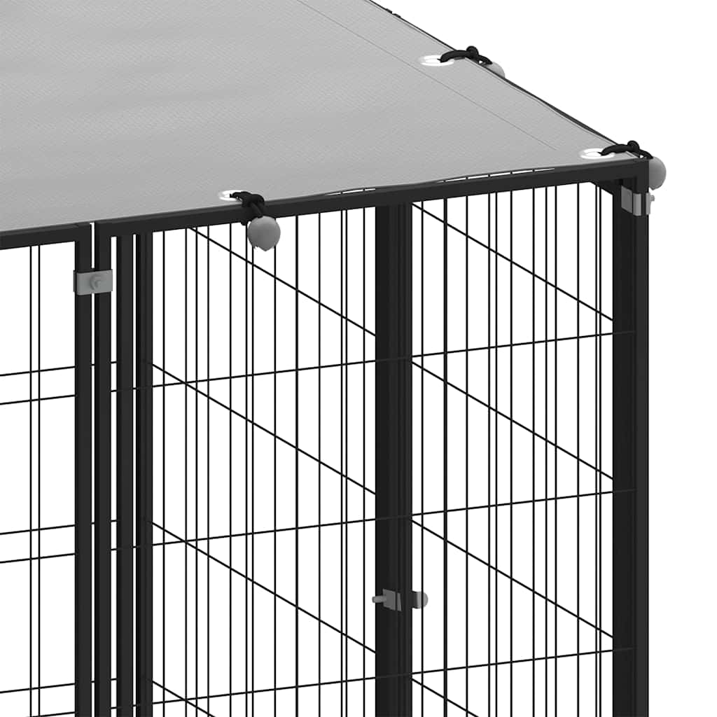 Dog Kennel Black 2,42 m² Steel