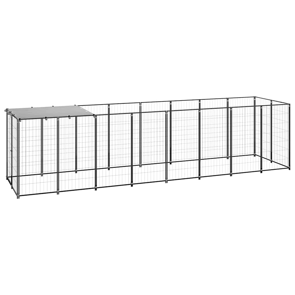 Dog Kennel Black 4,84 m² Steel