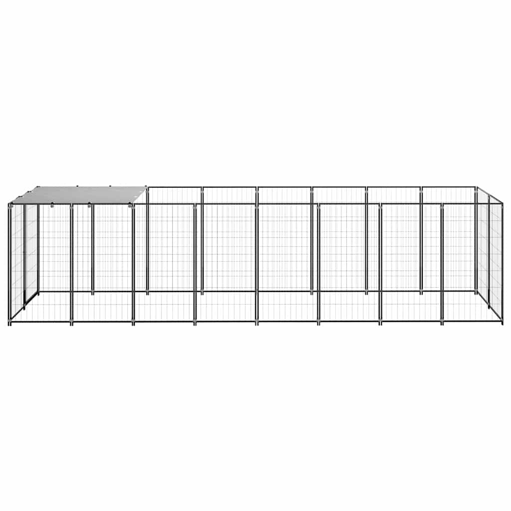Dog Kennel Black 4,84 m² Steel
