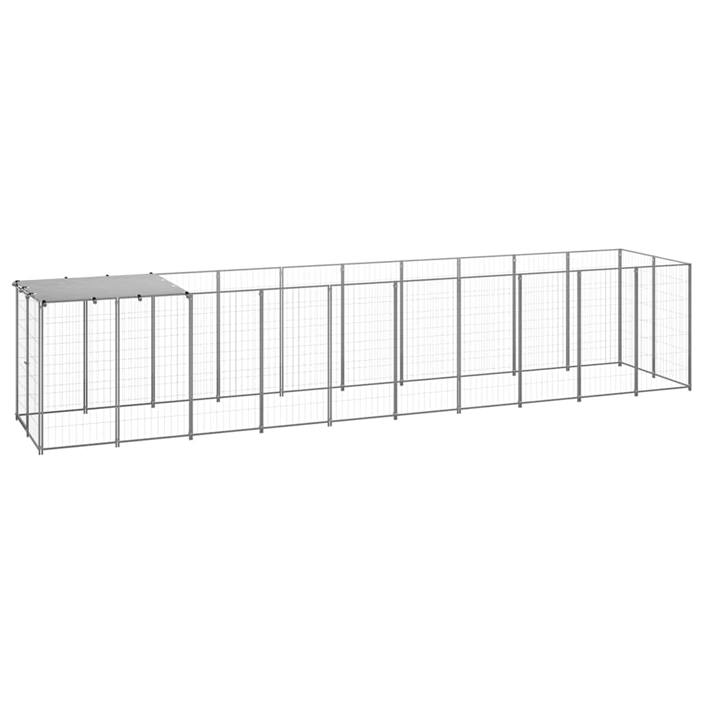 Dog Kennel Silver 6,05 m² Steel