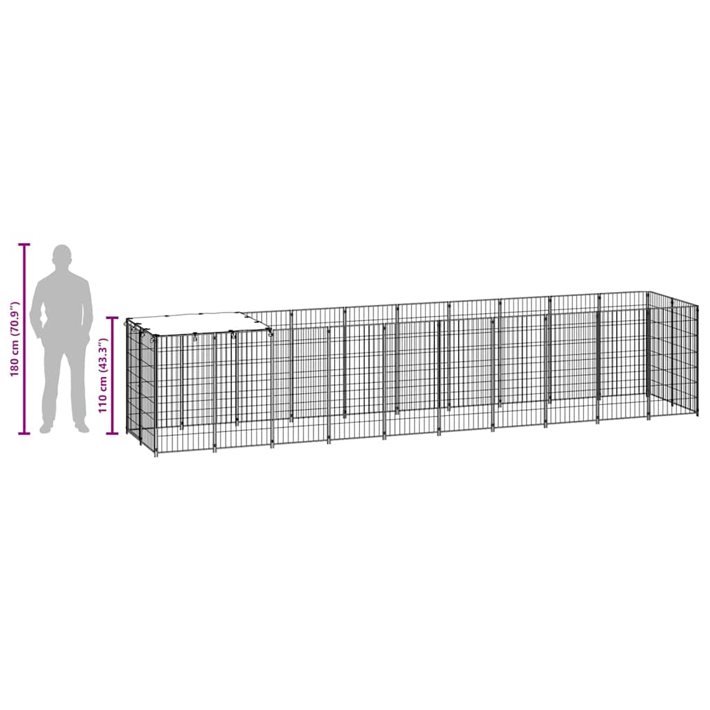 Dog Kennel Silver 6,05 m² Steel