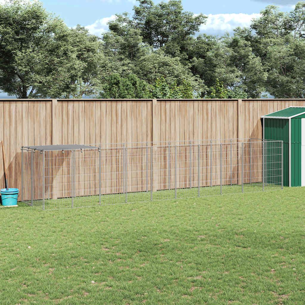 Dog Kennel Silver 6,05 m² Steel