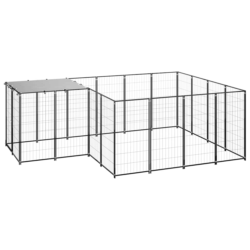 Dog Kennel Black 6,05 m² Steel