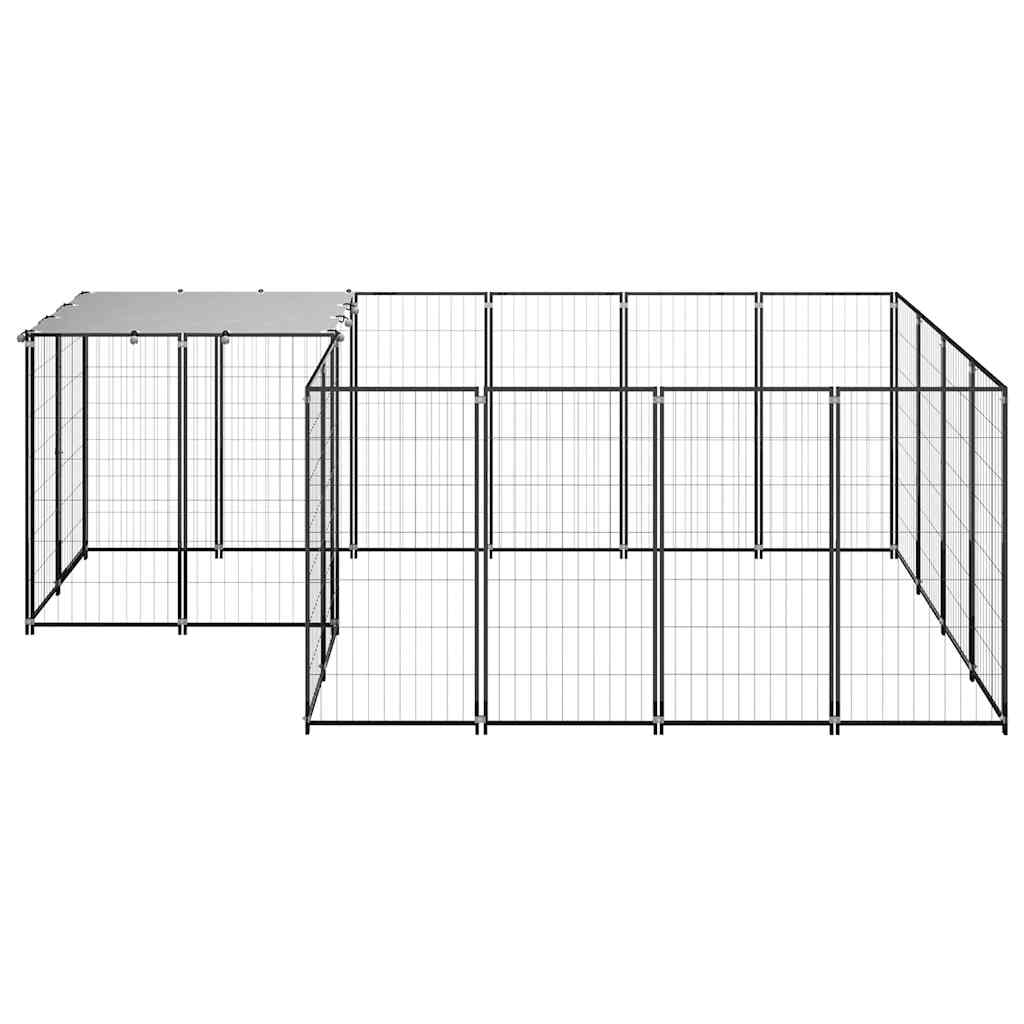 Dog Kennel Black 6,05 m² Steel