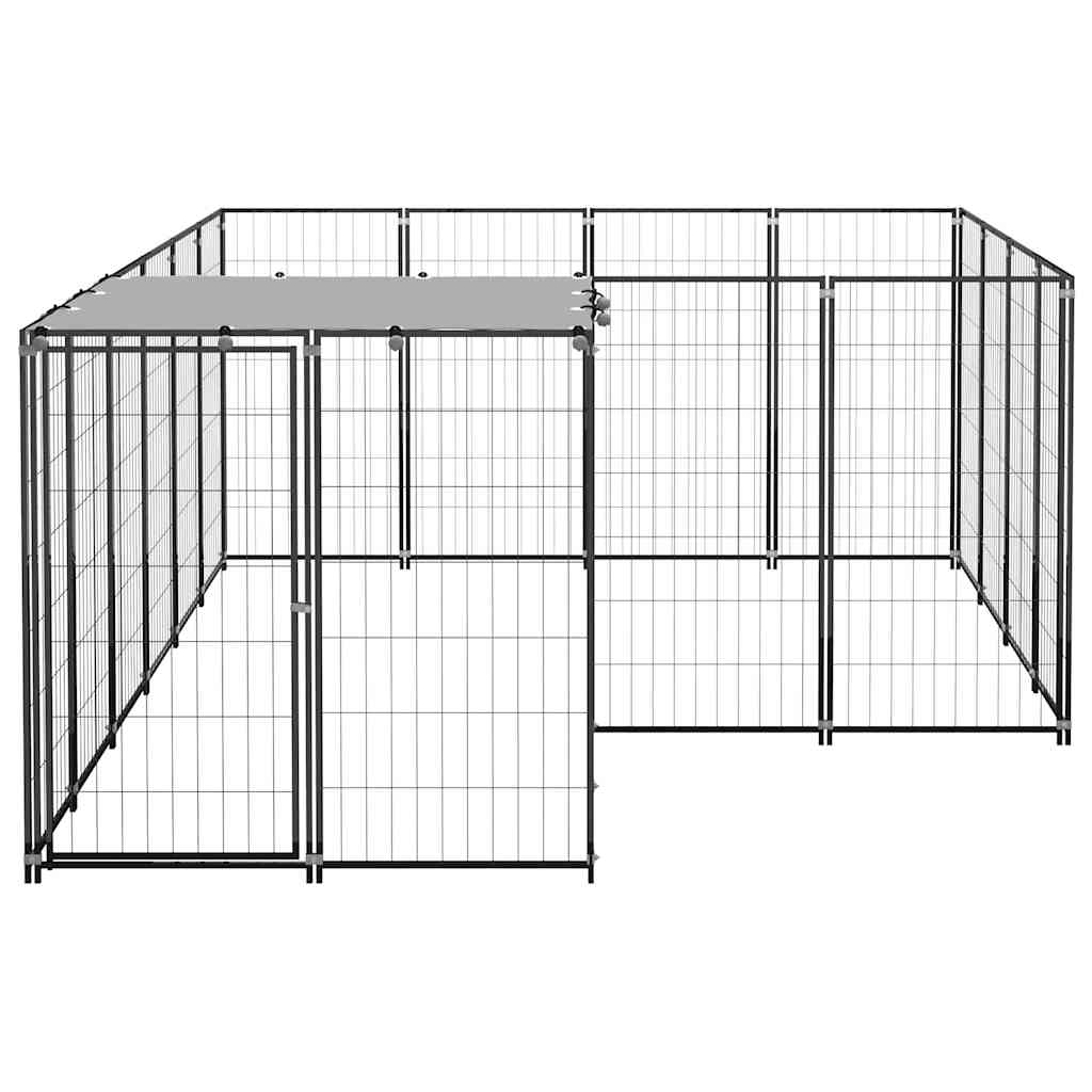 Dog Kennel Black 6,05 m² Steel