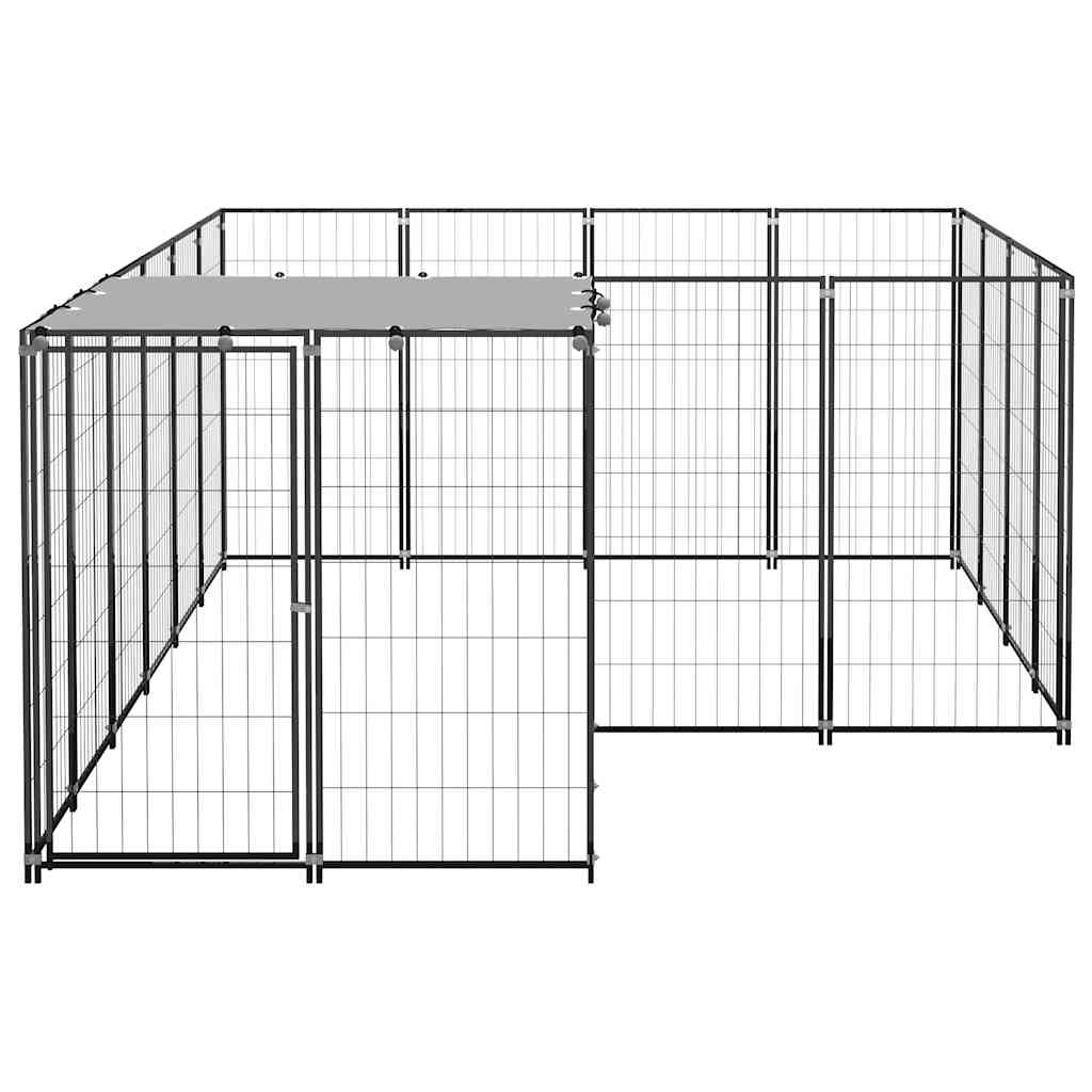 Dog Kennel Black 6.05 m² Steel