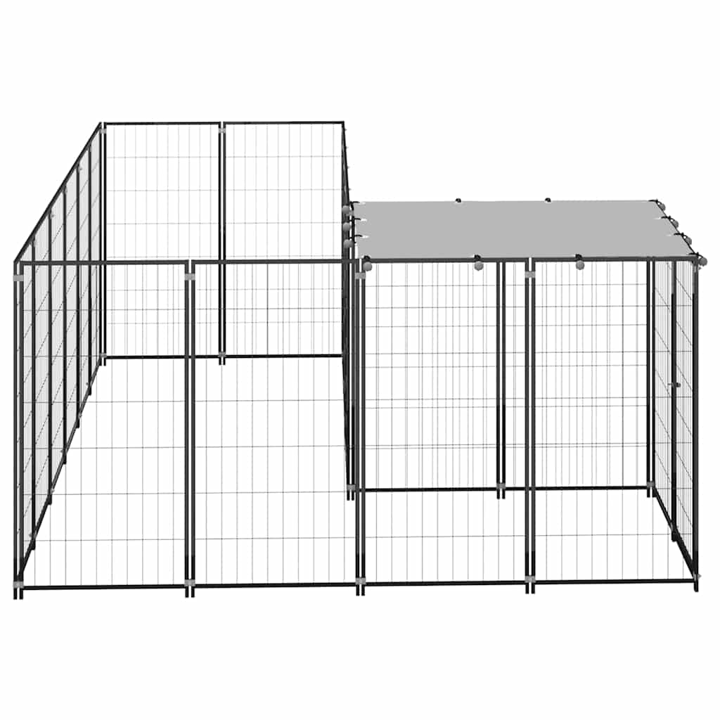 Dog Kennel Black 4,84 m² Steel