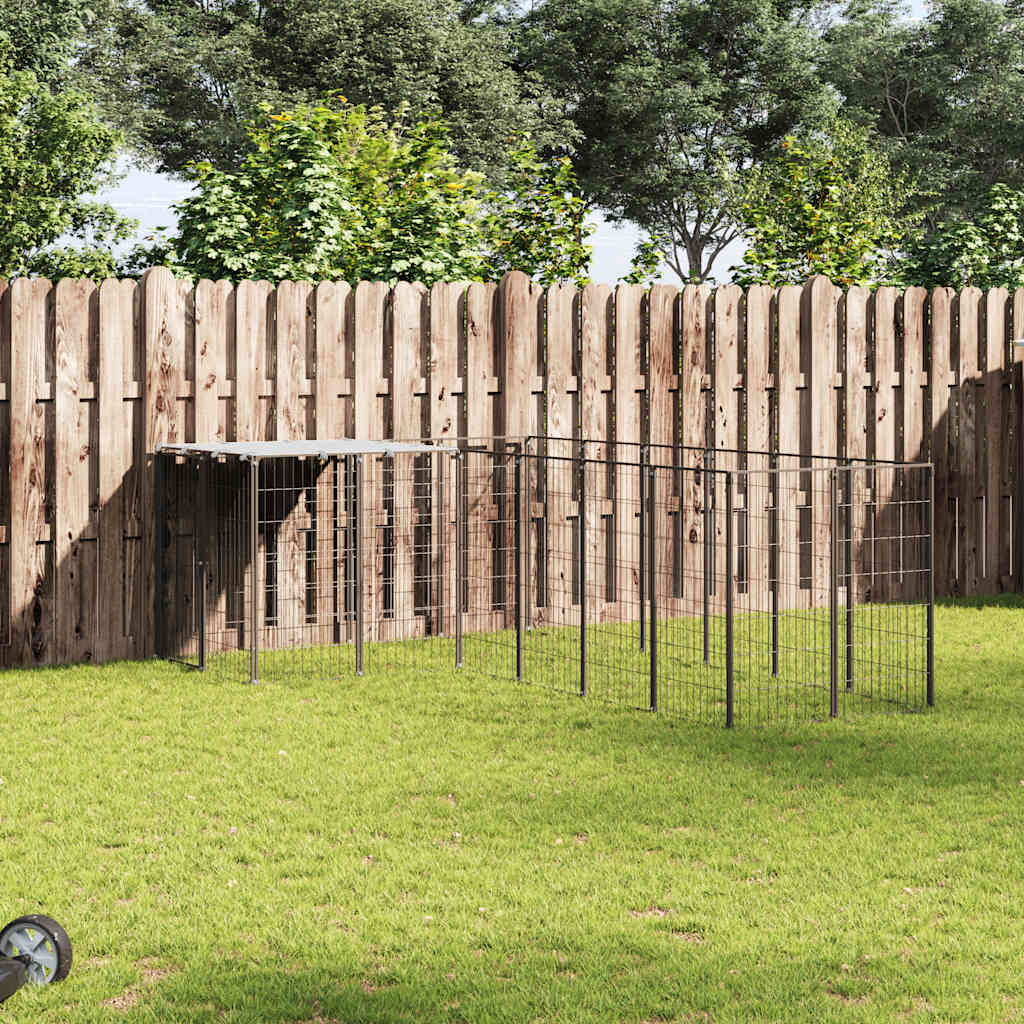 Dog Kennel Black 4.84 m² Steel