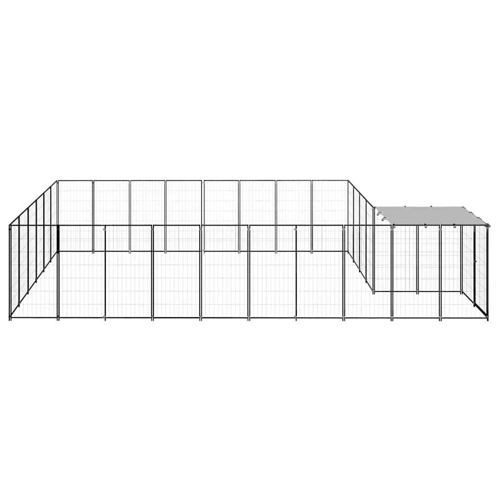 Dog Kennel Black 15.73 m² Steel