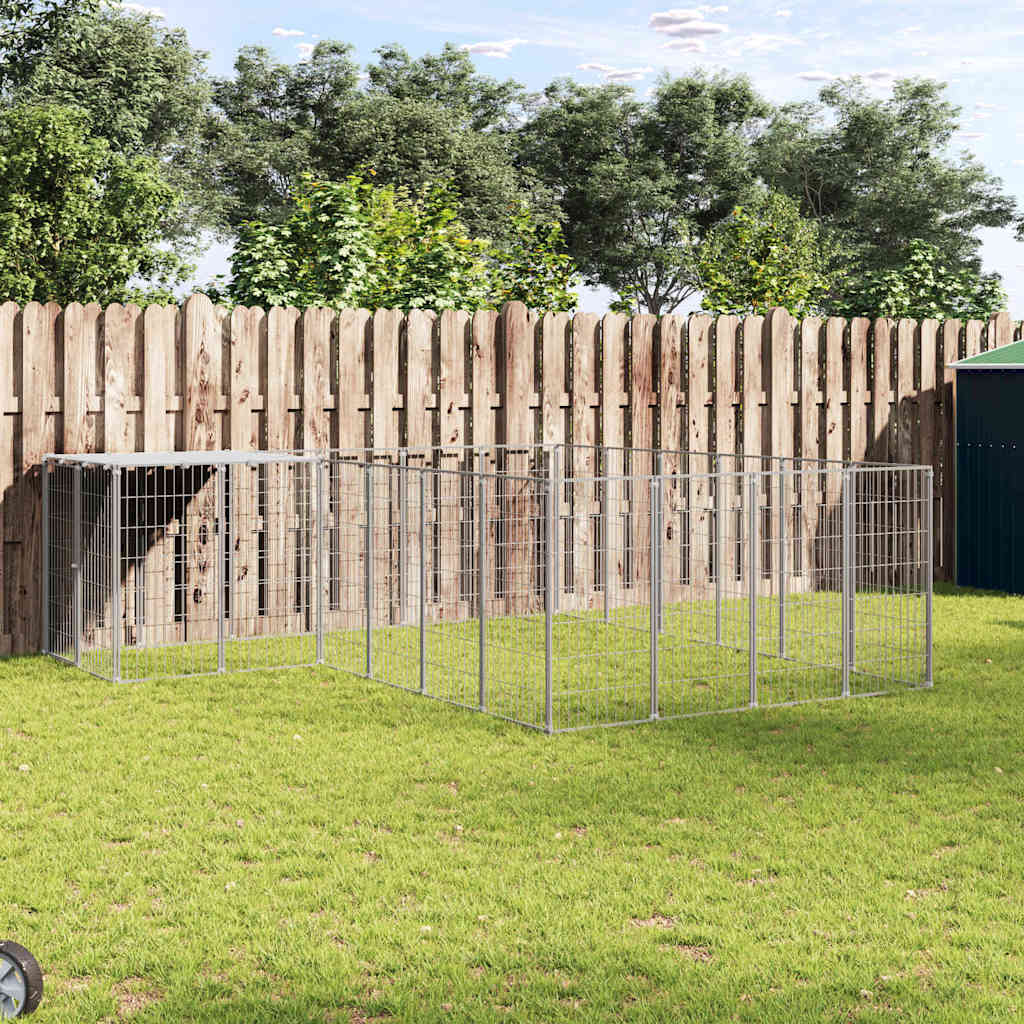 Dog Kennel Silver 8,47 m² Steel