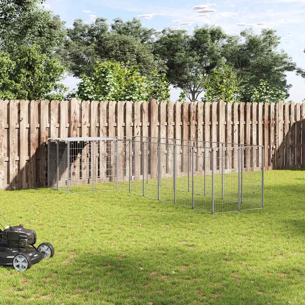 Dog Kennel Silver 6,05 m² Steel
