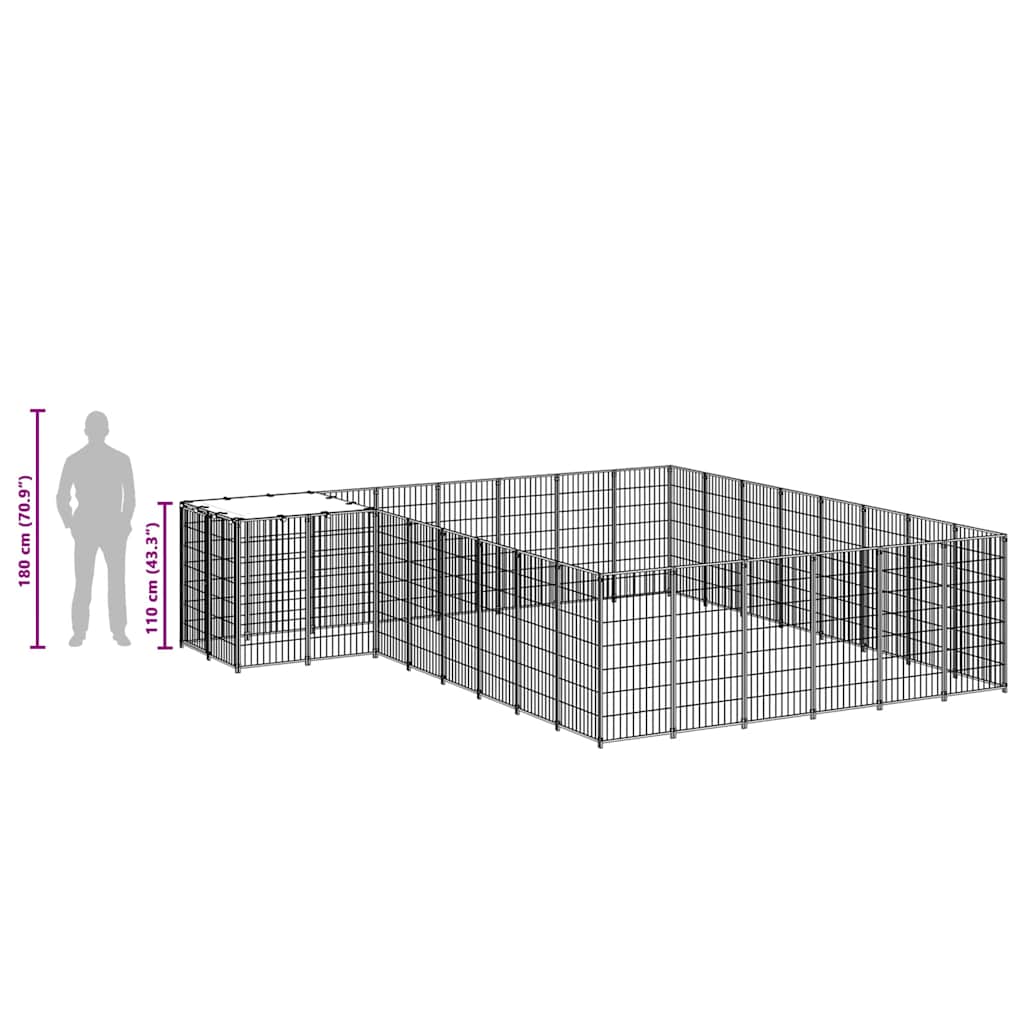 Dog Kennel Silver 15,73 m² Steel