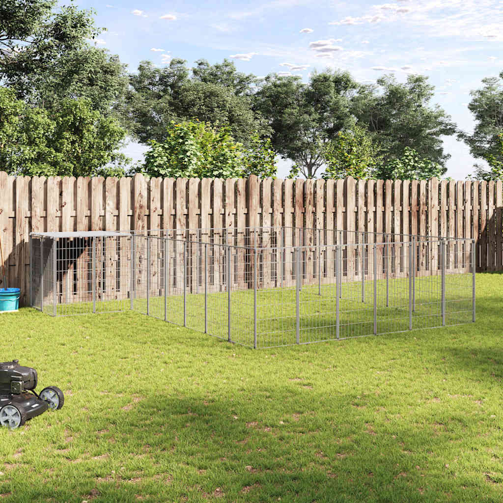Dog Kennel Silver 15,73 m² Steel