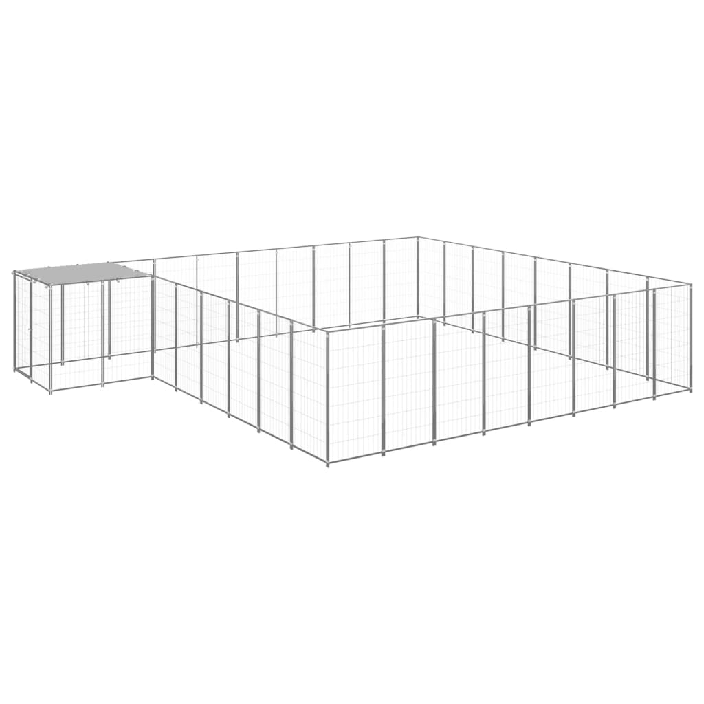 Dog Kennel Silver 20,57 m² Steel