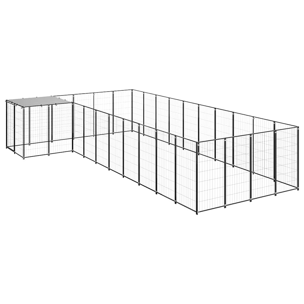 Dog Kennel Black 13.31 m² Steel