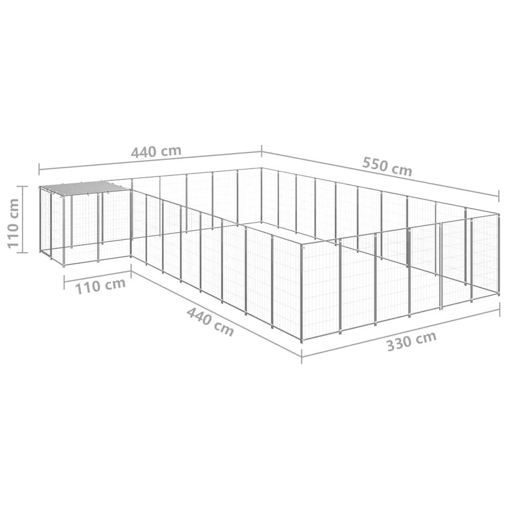 Dog Kennel Silver 19,36 m² Steel