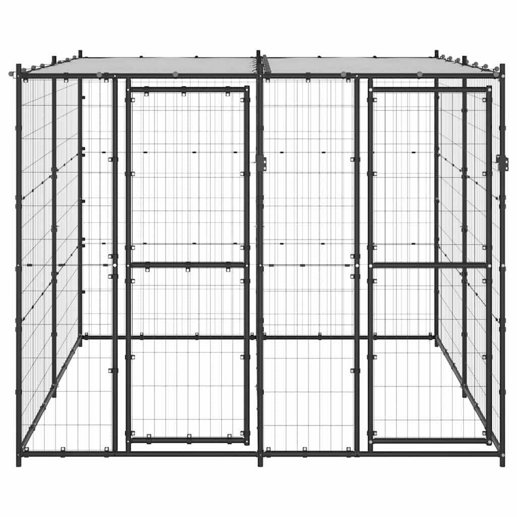 Outdoor Dog Kennel Steel with Roof 4,84 m²